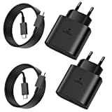 Pack of 2 25 W USB C Charger for Samsung, Super Fast Charger with 2 m Charging Cable, Type C Mobile Phone Power Supply Adapter for Samsung Galaxy S24/S23/S22/S21 Ultra/S21+/S20/Note20/S10/S9, iPhone