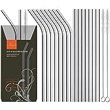 Annvchi 304 Reusable Stainless Steel Straws, Set of Metal Drinking Straws with Cleaning Brushes, Environmentally Friendly, Non-toxic, Washable, Ideal for Cocktails, Coffee, Iced Tea, Etc., Straw, 6mm