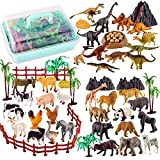 TOEY PLAY 3 in 1 Tierfiguren, Bauernhof Spielzeug, Dinosaurier Figuren, Safari Wildtiere, Dschungeltiere Figuren Spielzeug, 56 Stück mit Portable Koffer, Geschenk für Kinder Jungen ab 3 Jahre